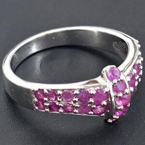 Gold plated Silver Ruby(0.8ct) Rhodium Plated Ring - Size 7